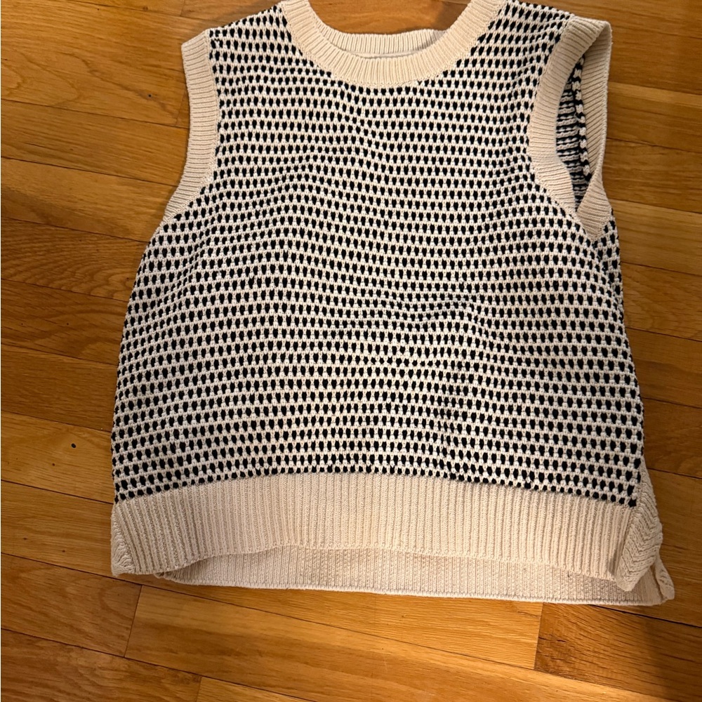 Varley Black and Cream Knit Tank Top